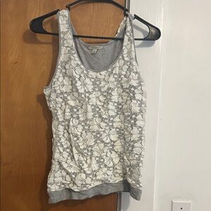 Bordeaux Gray and Cream Lace Tank Top